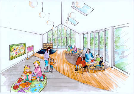 Colour sketch for the interior of a modern style pre-school.の写真素材