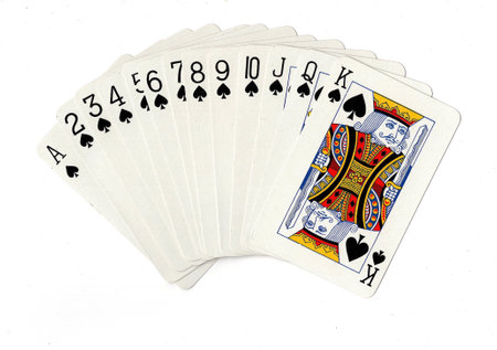 Playing cards isolated on a white background. Close up image of royal flush