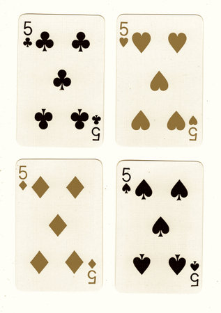 playing cards on a white background, close-up of a photo