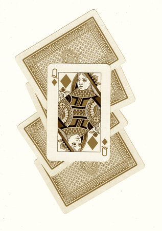 playing cards on a white background, close-up, monochrome