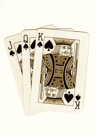 old playing cards isolated on a white background - ace of spades