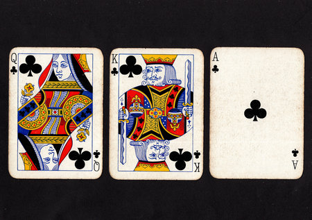 Four aces on black background. Top view. Vintage style.