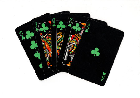 Playing cards isolated on white background, four aces in black.