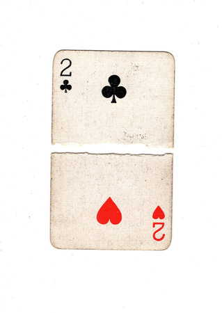 old playing cards isolated on white background - ace of spades poker