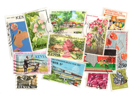 Vintage postage stamps isolated on a white background.の写真素材