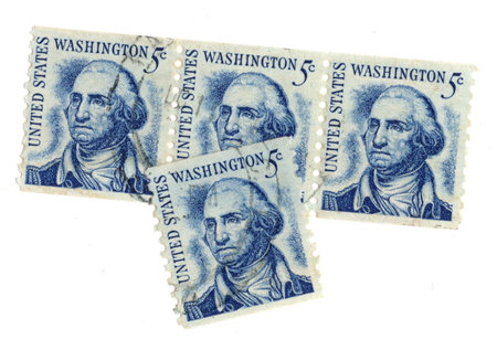 Vintage postage stamps from the USA isolated on a white background.の写真素材