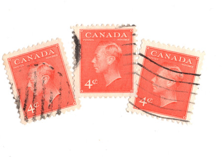 Vintage postage stamps from Canada isolated on a white background.の写真素材