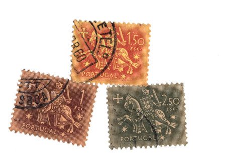 Vintage postage stamps from Portugal isolated on a white background.の写真素材