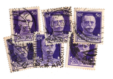 Vintage postage stamps from Italy isolated on a white background.の写真素材
