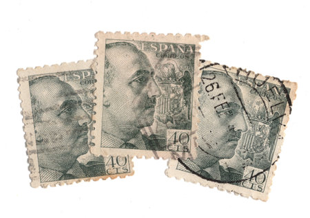 Vintage postage stamps from Spain isolated on a white background.の写真素材