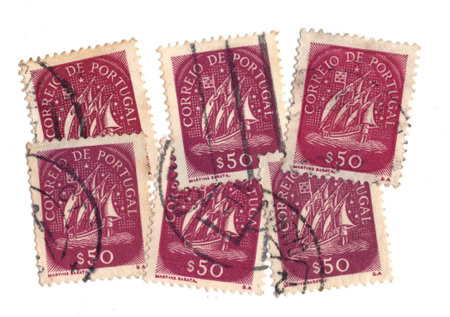 Vintage postage stamps from Portugal isolated on a white background.の写真素材