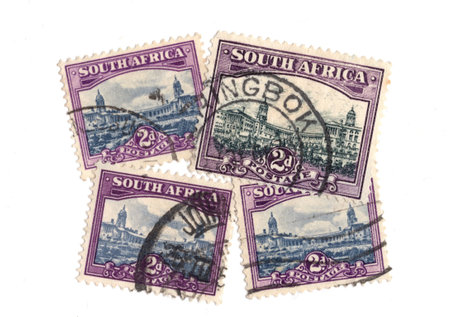 Vintage postage stamps isolated on a white background.の写真素材