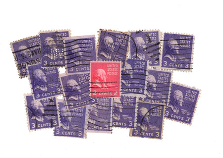 A set of vintage postage stamps from the United States of America.の写真素材