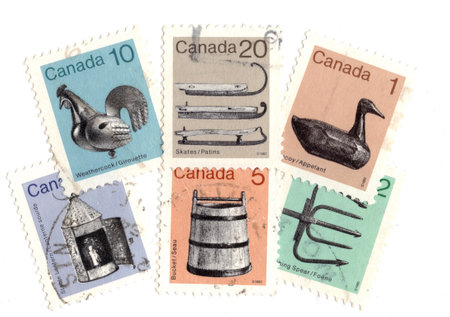 Vintage postage stamps from Canada isolated on a white background.の写真素材