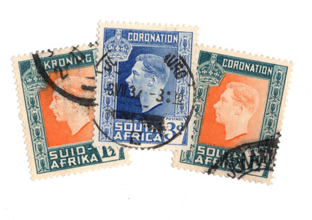 Vintage postage stamps from South Africa isolated on a white background.の写真素材