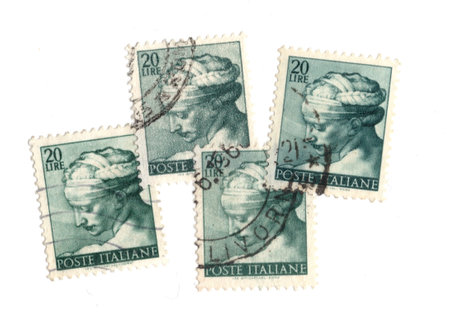 Vintage postage stamps from Italy isolated on a white background.の写真素材