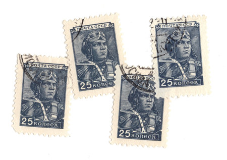 Vintage postage stamps from Italy isolated on a white background.