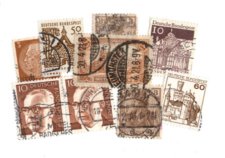Vintage postage stamps from Germany isolated on a white background.の写真素材