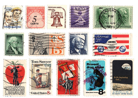 United States Postage Postage stamps. Collection of postage stamps.の写真素材