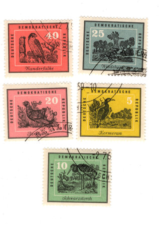 Vintage postage stamps from Germany on a white background.の写真素材