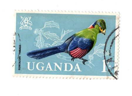 A vintage postage stamp from Uganda.の写真素材