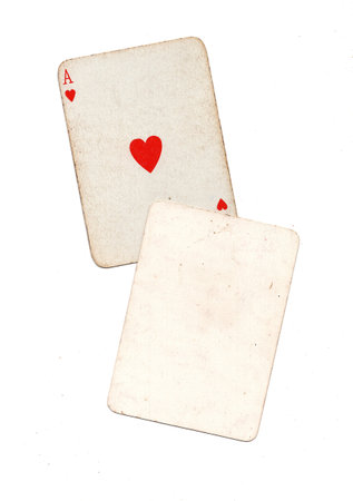 A vintage playing card with one blank card for text or copy on a white background.