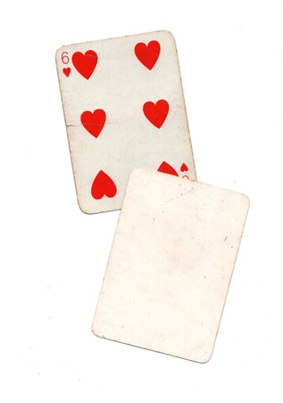 A vintage playing card with one blank card for text or copy on a white background.