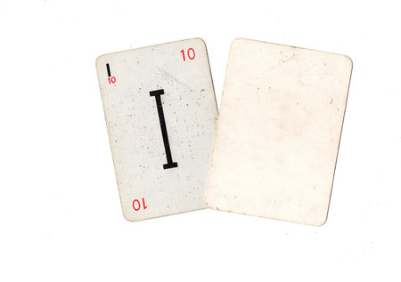 A vintage alphabet playing card with one blank card for text or copy on a white background.