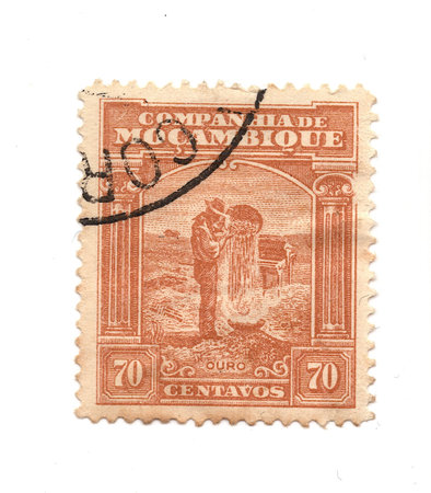 A vintage postage stamp from Mozambique isolated on a white background.の写真素材