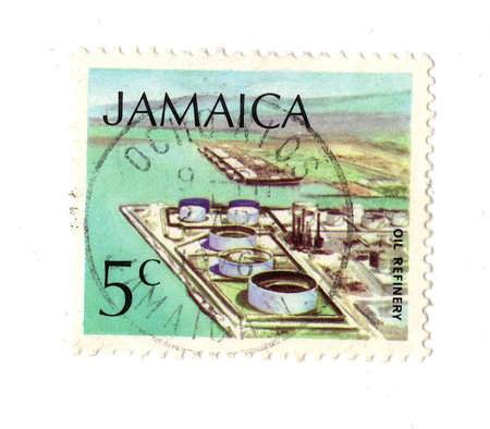 A vintage postage stamp from Jamaica isolated on a white background.の写真素材