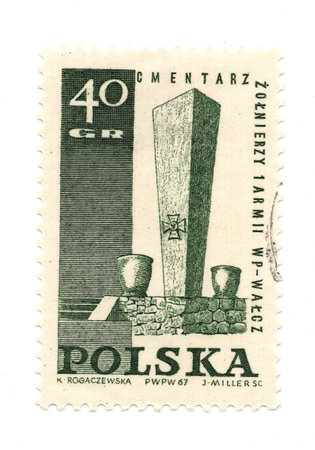 A vintage postage stamp from Poland isolated on a white background.の写真素材