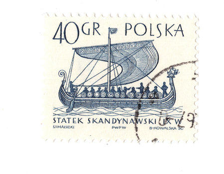 A vintage postage stamp from Poland isolated on a white background.の写真素材