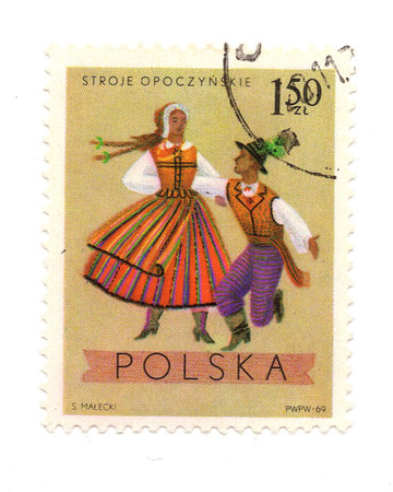 A vintage postage stamp from Poland isolated on a white background.の写真素材