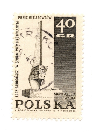 A vintage postage stamp from Poland isolated on a white background.の写真素材