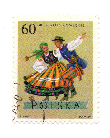 A vintage postage stamp from Poland isolated on a white background.の写真素材