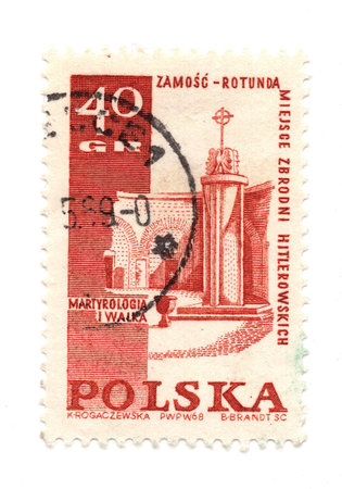 A vintage postage stamp from Poland isolated on a white background.の写真素材