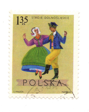 A vintage postage stamp from Poland isolated on a white background.の写真素材