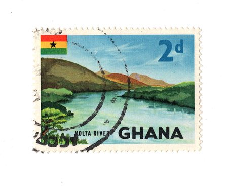 A vintage postage stamp from Ghana isolated on a white background.の写真素材