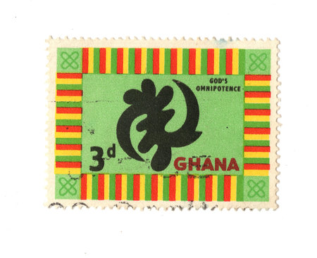 A vintage postage stamp from Ghana isolated on a white background.の写真素材