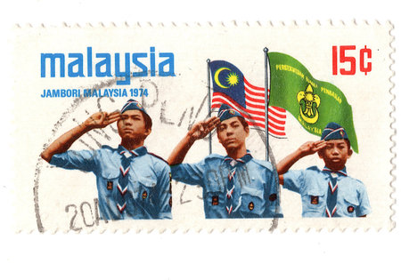 A vintage postage stamp from Malaysia isolated on a white background.の写真素材