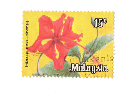 A vintage postage stamp from Malaysia isolated on a white background.の写真素材