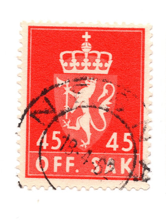 A vintage postage stamp from Norway isolated on a white background.の写真素材