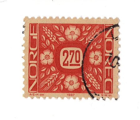 A vintage postage stamp from Norway isolated on a white background.の写真素材
