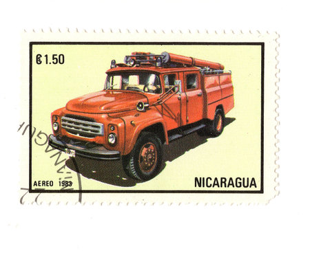 A stamp printed in Nicaragua shows a fire truck.