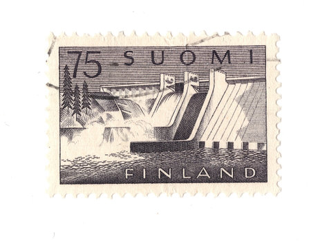 A vintage postage stamp isolated on a white background.の写真素材