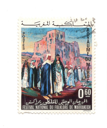 A vintage postage stamp from Morocco isolated on a white background.の写真素材