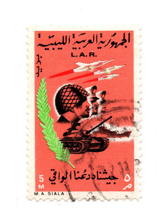 A vintage postage stamp from Libya isolated on a white background.の写真素材