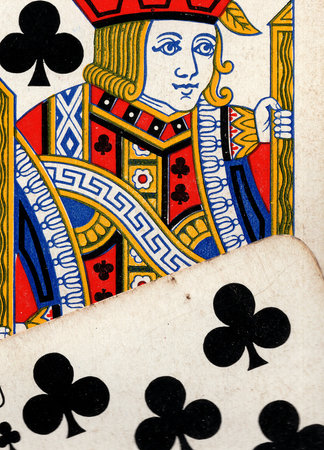 Close up detail of a pair of vintage pontoon or blackjack playing cards.の写真素材