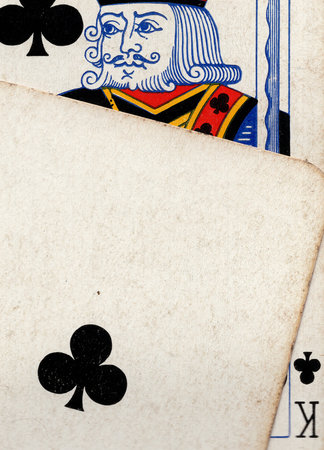 Close up detail of a pair of vintage pontoon or blackjack playing cards.の写真素材