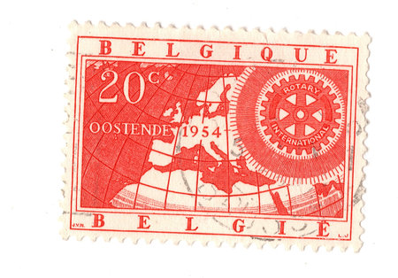 A vintage postage stamp from Belgium isolated on a white background.の写真素材